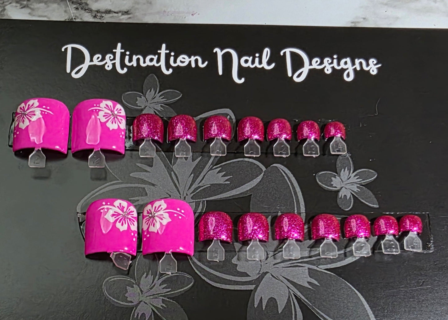 S/M  Toes - Summer pink with flower