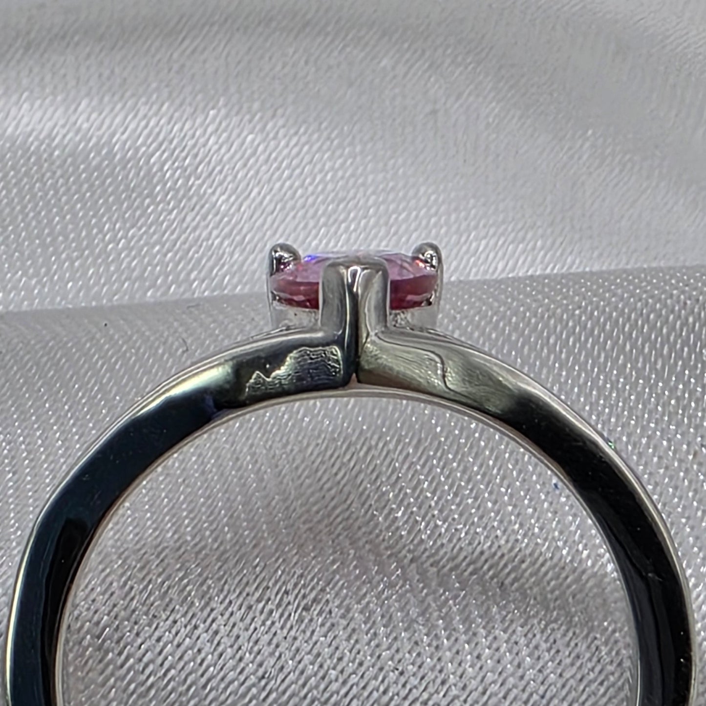 1 ctw Sakura Pink pear moissanite, 18K size 5.75