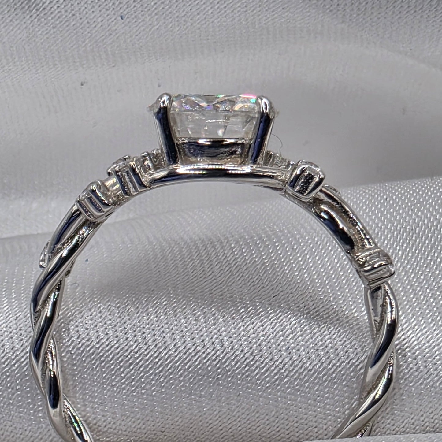 2 ctw Moissanite, vine band, Size 9