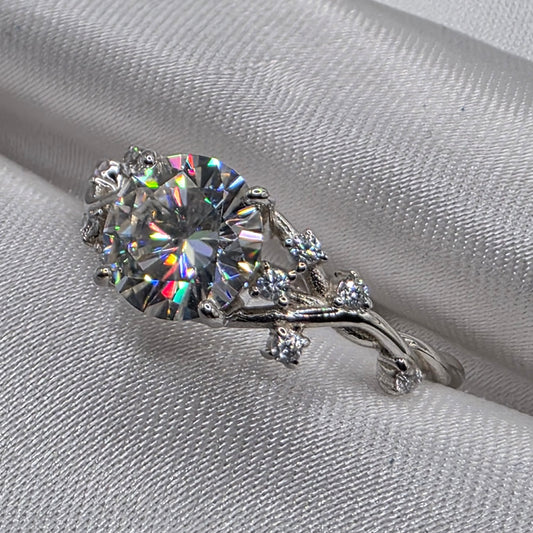 2 ctw Moissanite, vine band, Size 9