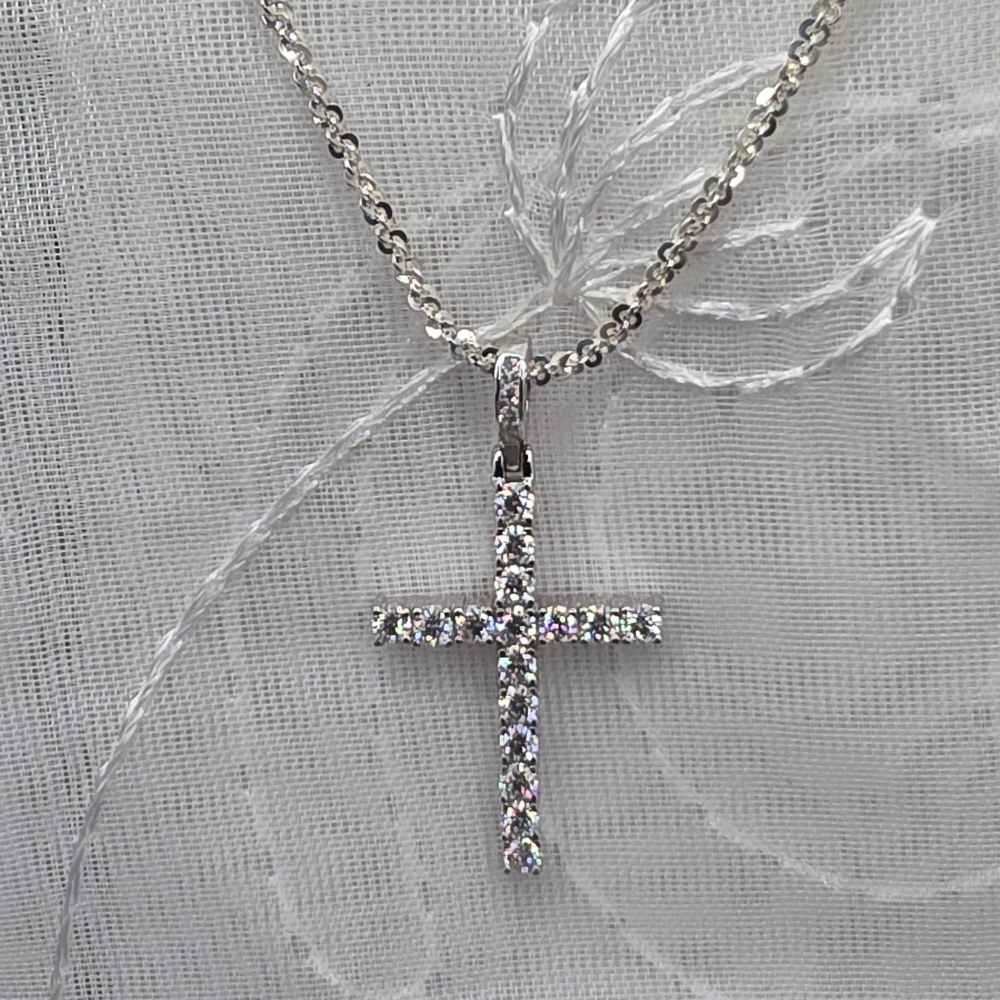 0.5 ctw Moissanite Cross, 20 in chain