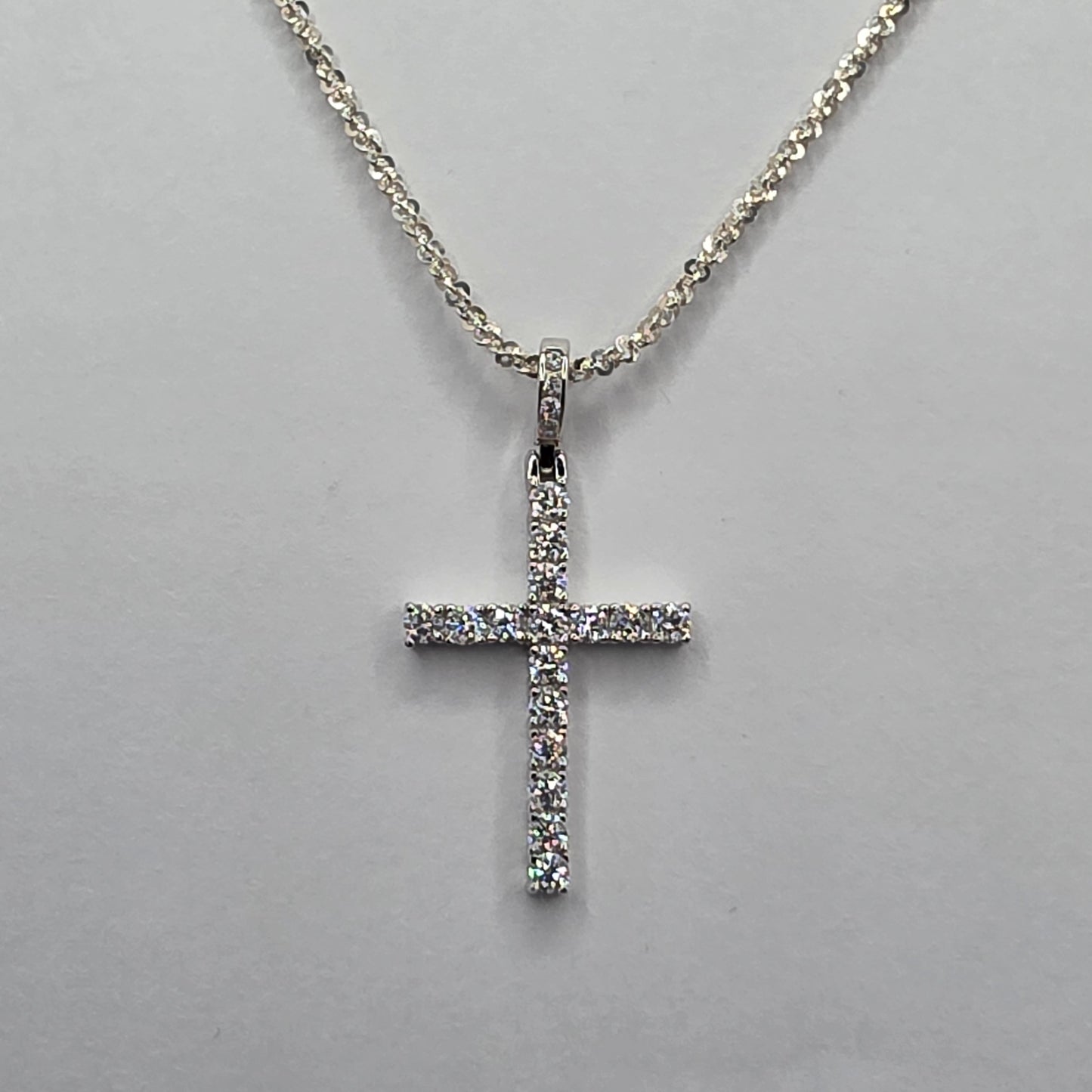 0.5 ctw Moissanite Cross, 20 in chain