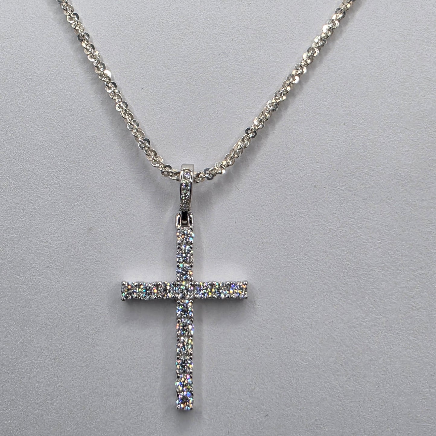 0.5 ctw Moissanite Cross, 20 in chain