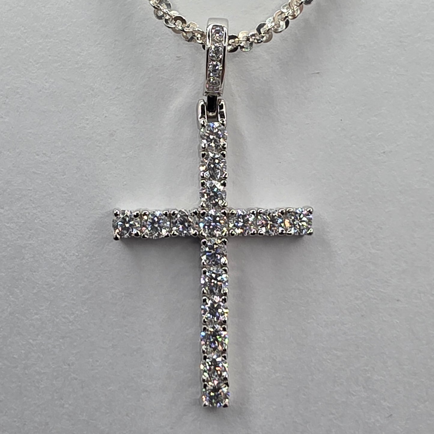 0.5 ctw Moissanite Cross, 20 in chain
