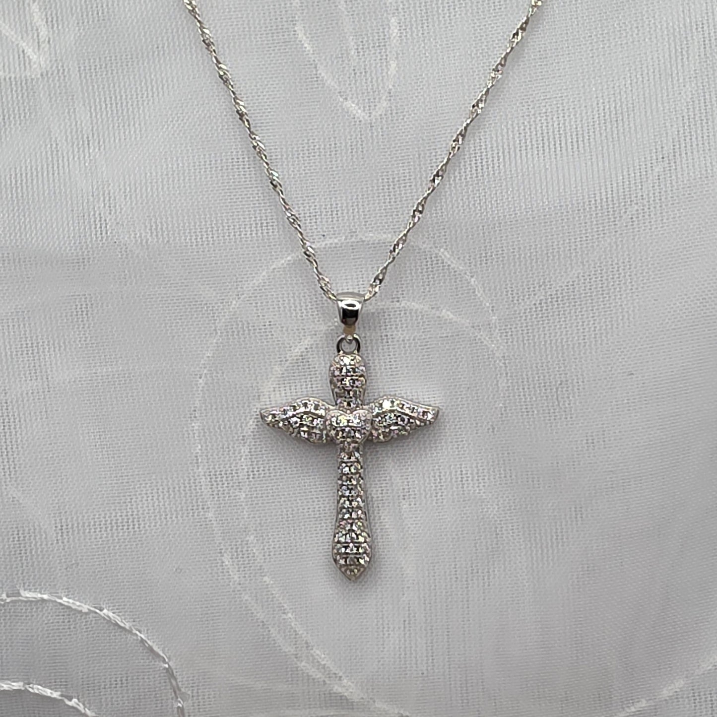 1.5 ctw Moissanite Angel Cross, 23in chain