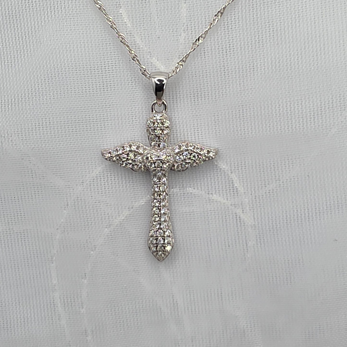 1.5 ctw Moissanite Angel Cross, 23in chain