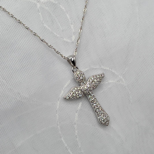 1.5 ctw Moissanite Angel Cross, 23in chain