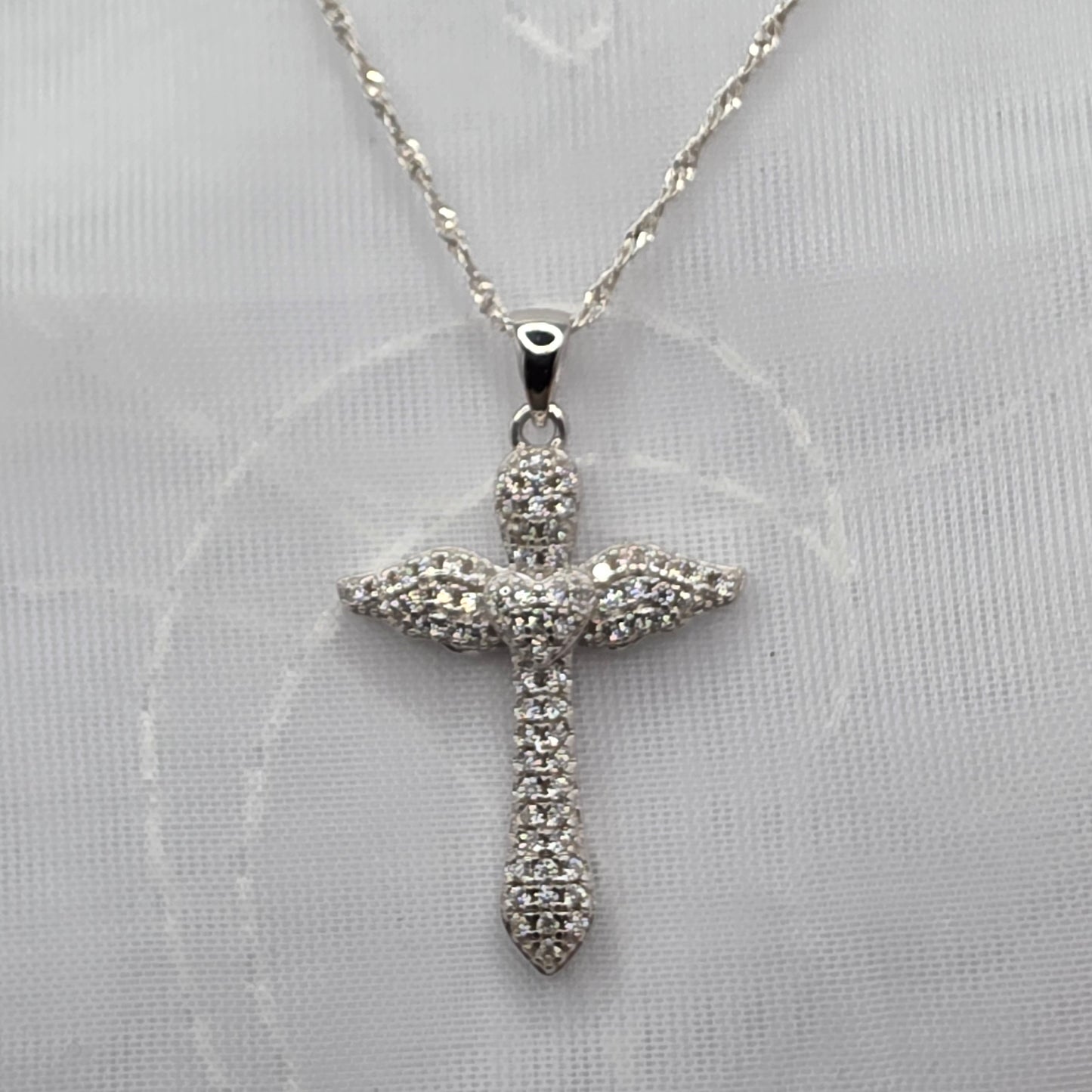 1.5 ctw Moissanite Angel Cross, 23in chain