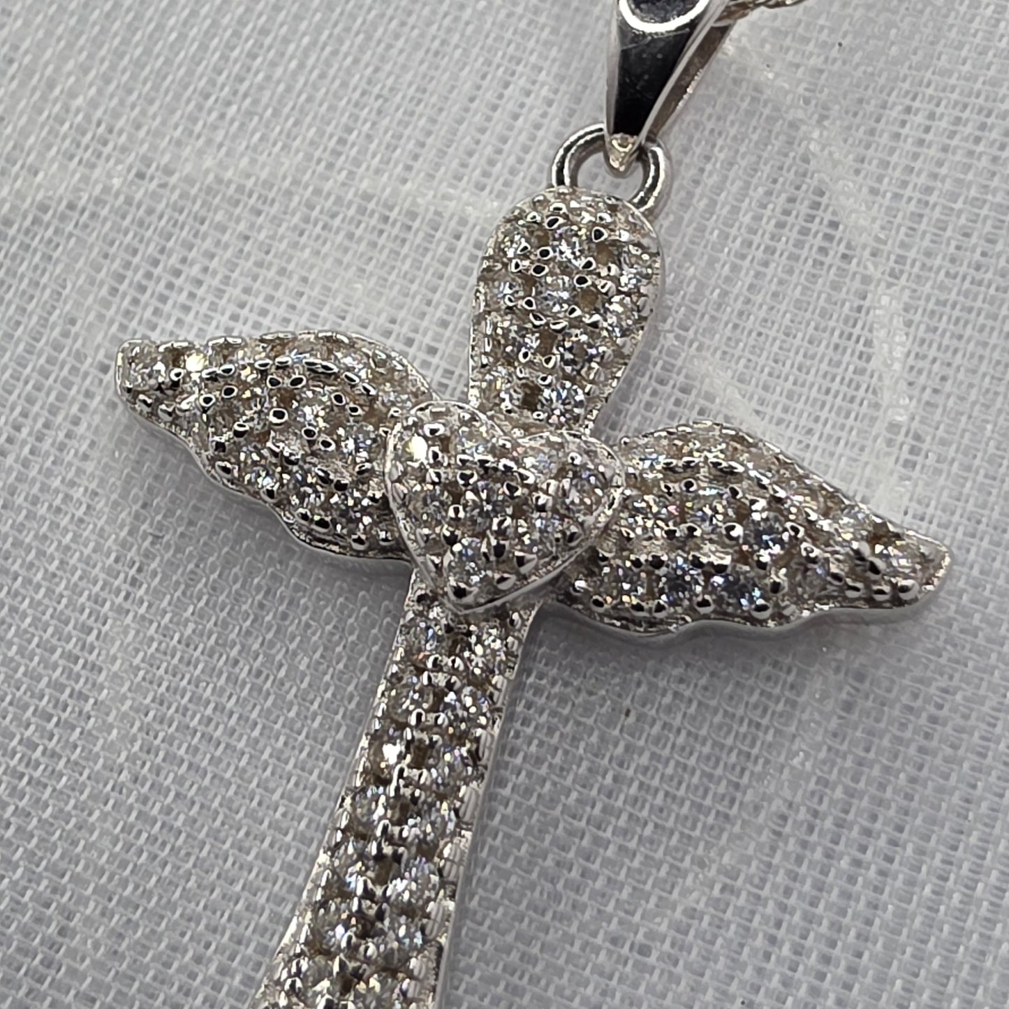 1.5 ctw Moissanite Angel Cross, 23in chain