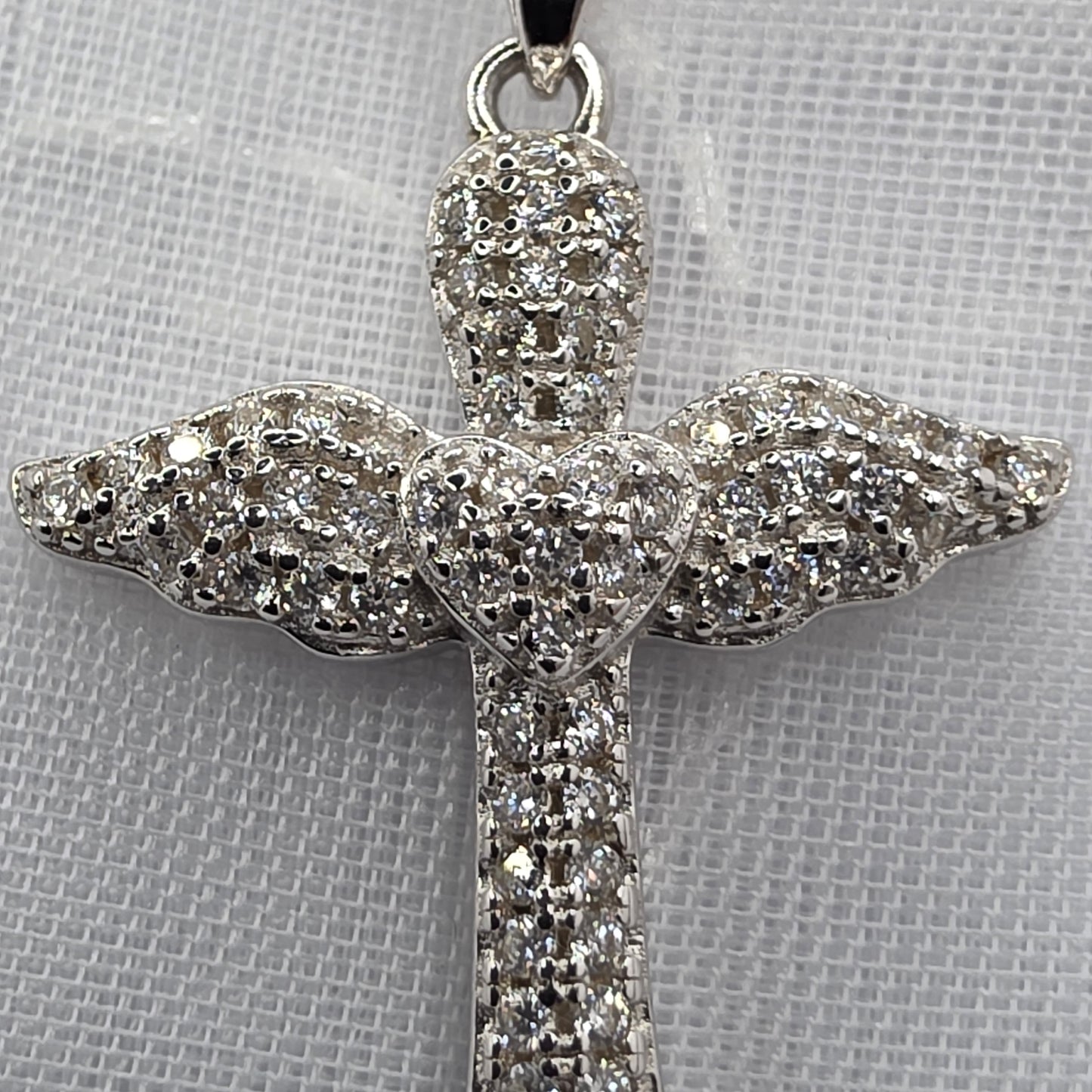 1.5 ctw Moissanite Angel Cross, 23in chain