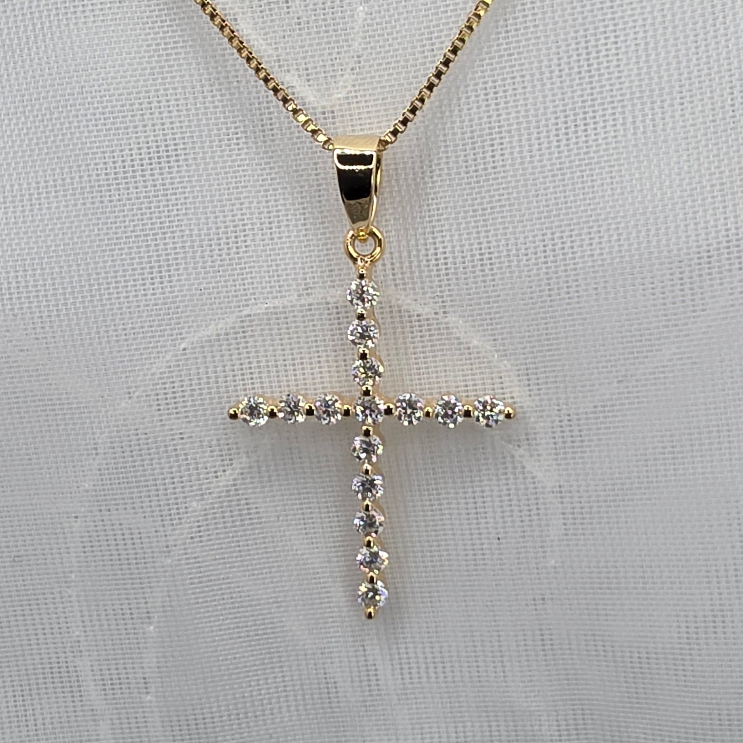 0.5 ctw Yellow Gold Moissanite Cross, 20 in chain