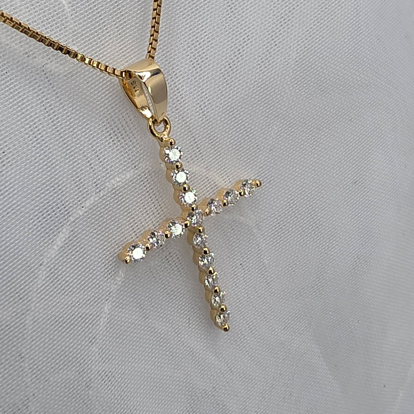 0.5 ctw Yellow Gold Moissanite Cross, 20 in chain