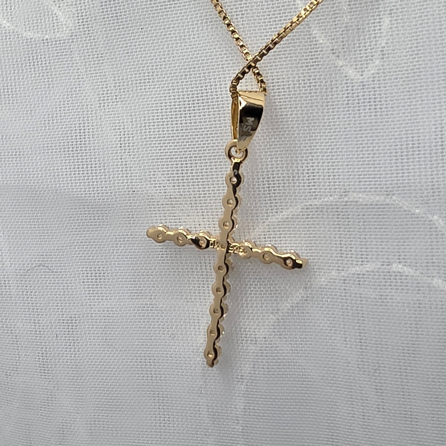 0.5 ctw Yellow Gold Moissanite Cross, 20 in chain