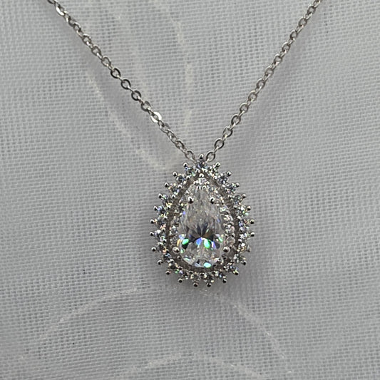 1 Ctw Moissanite Pear with 2x halo