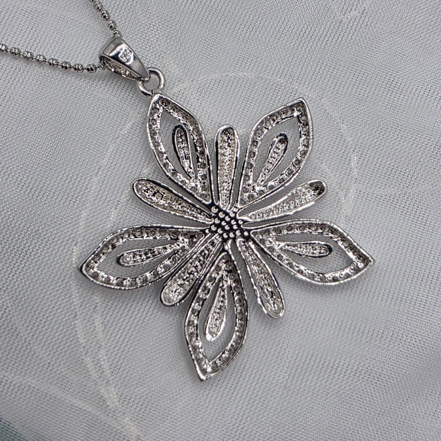 1.3 ctw Moissanite Flower, 24in chain