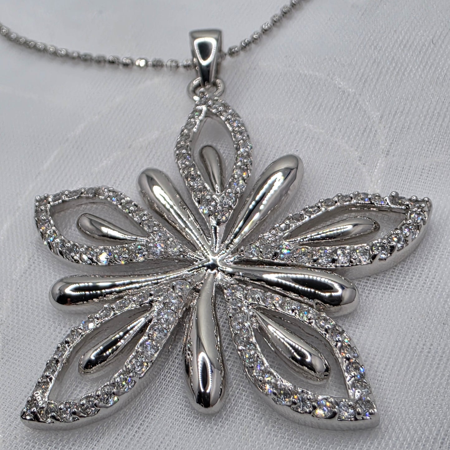1.3 ctw Moissanite Flower, 24in chain