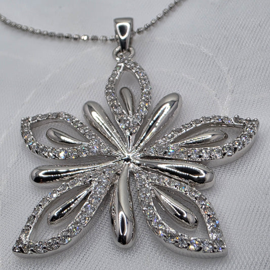 1.3 ctw Moissanite Flower, 24in chain